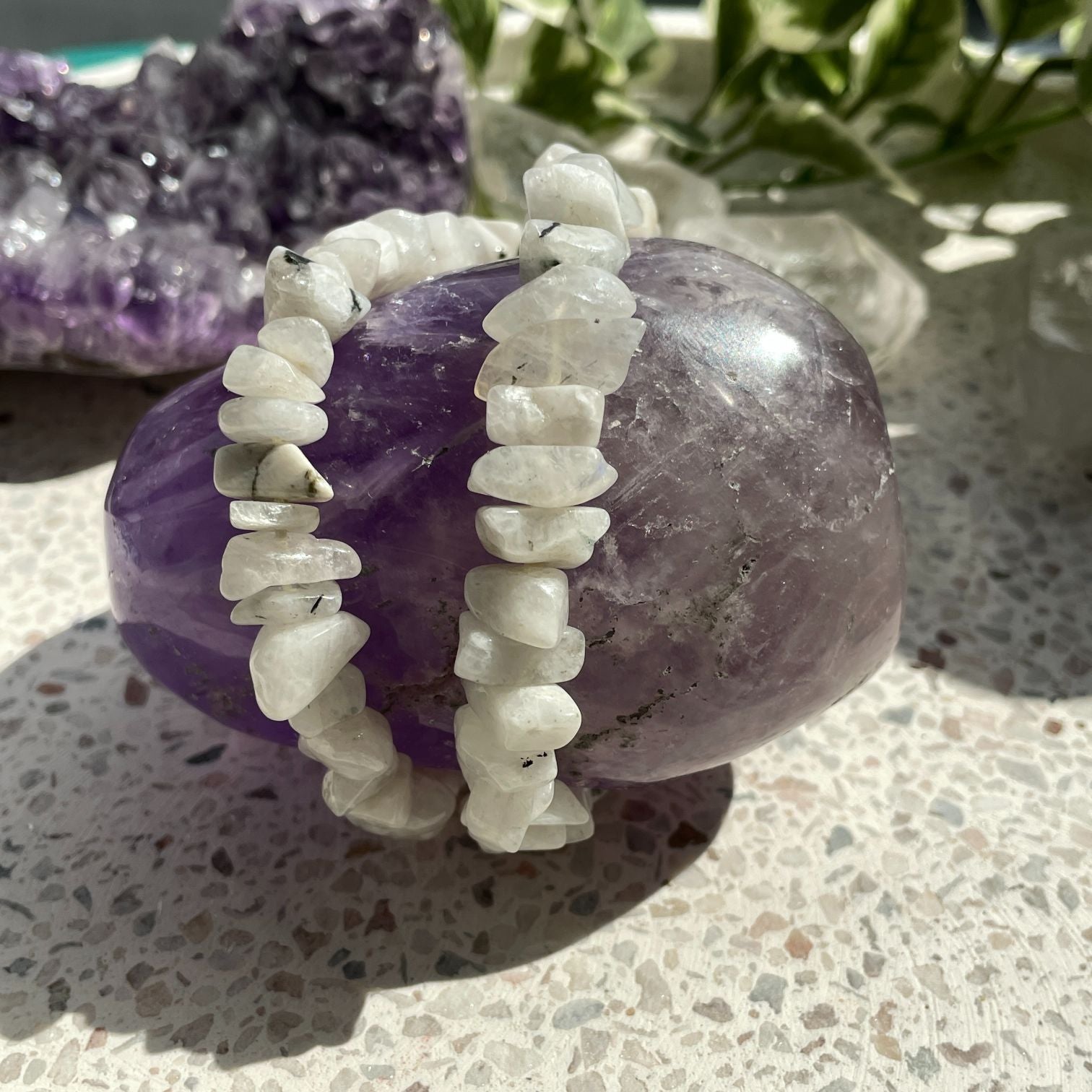 Rainbow Moonstone Chip Bracelet - Large Rainbow Moonstone Chip Bracelet - Large